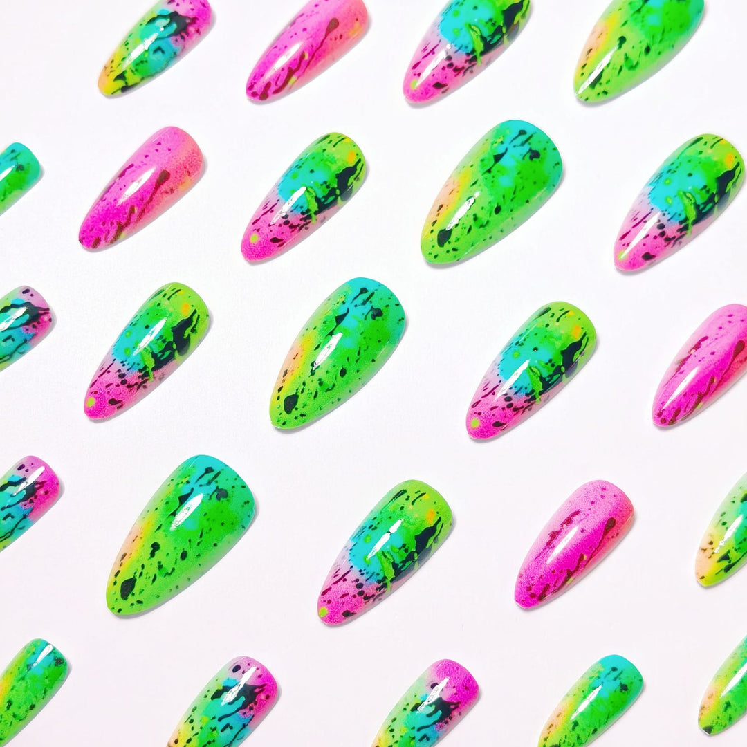 Artistic Neon Splash Nail Art Kalsten