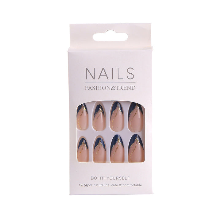 Artistic Nail Design with Elegant Golden Accents Kalsten