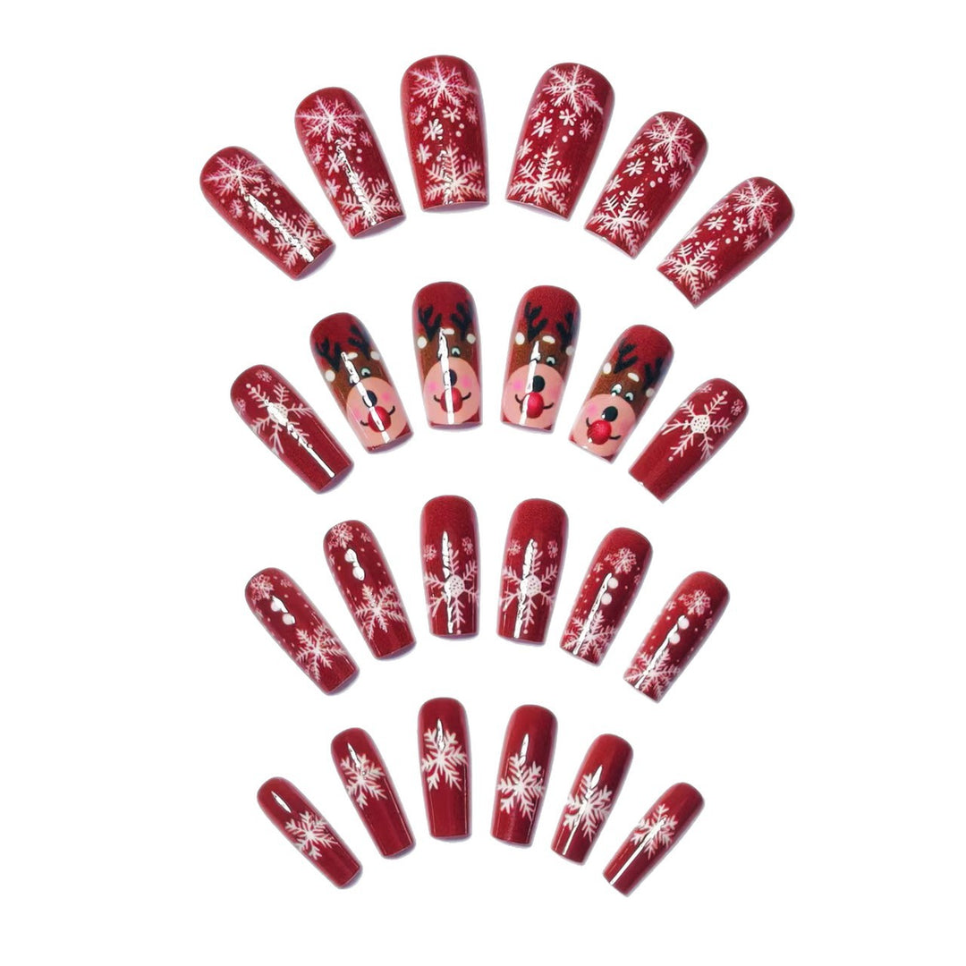 Artificial nails with festive reindeer and snowflake design Kalsten