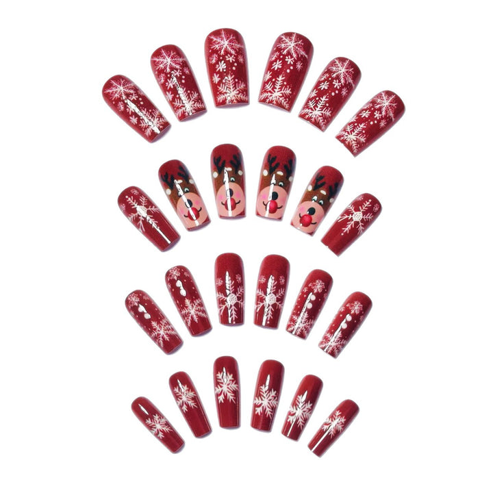 Artificial nails with festive reindeer and snowflake design Kalsten