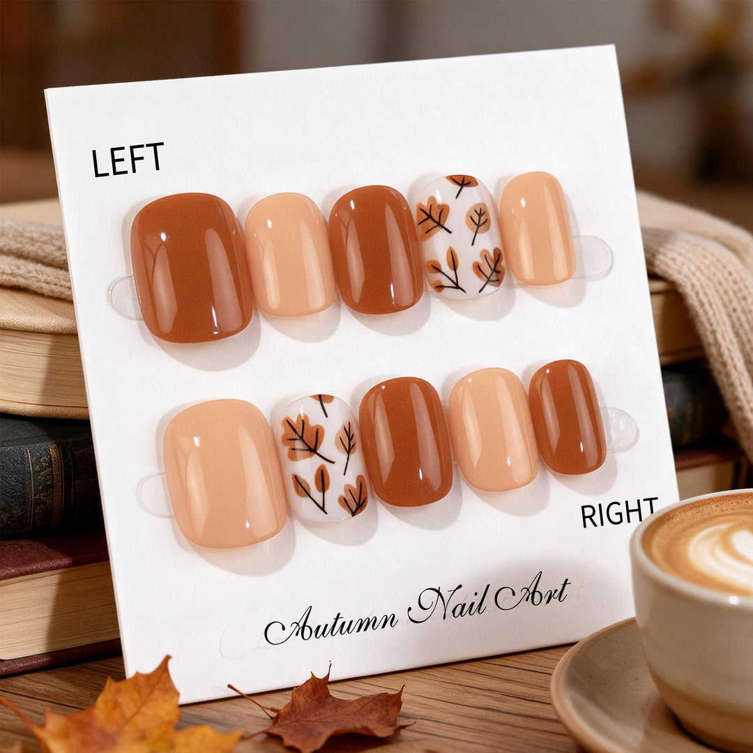 Autumn-Inspired Press-On Nail Art Set