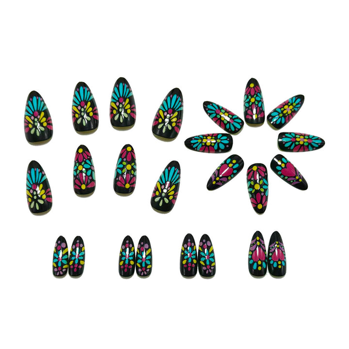 Artificials nails with colorful flower pattern Kalsten