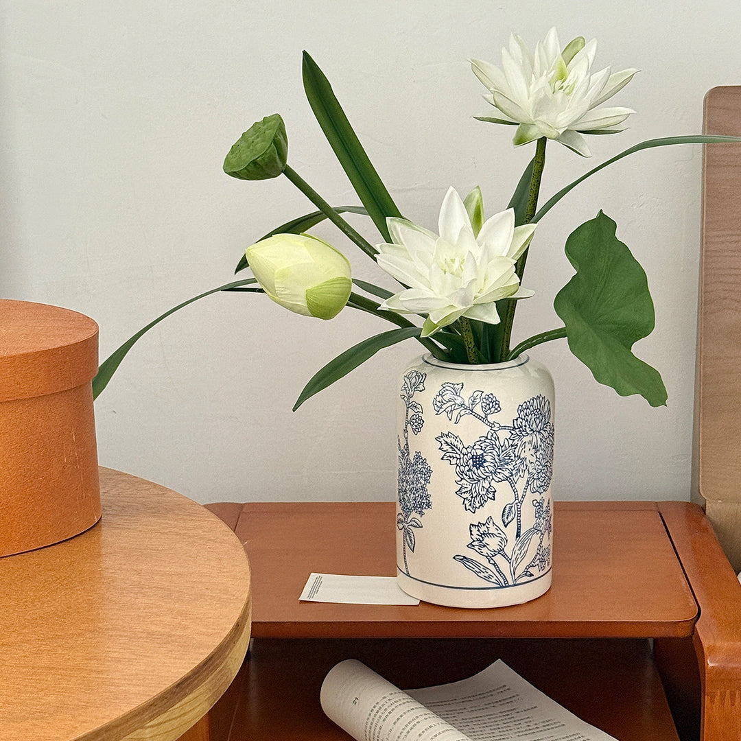 Floral-Patterned Ceramic Decor Vase