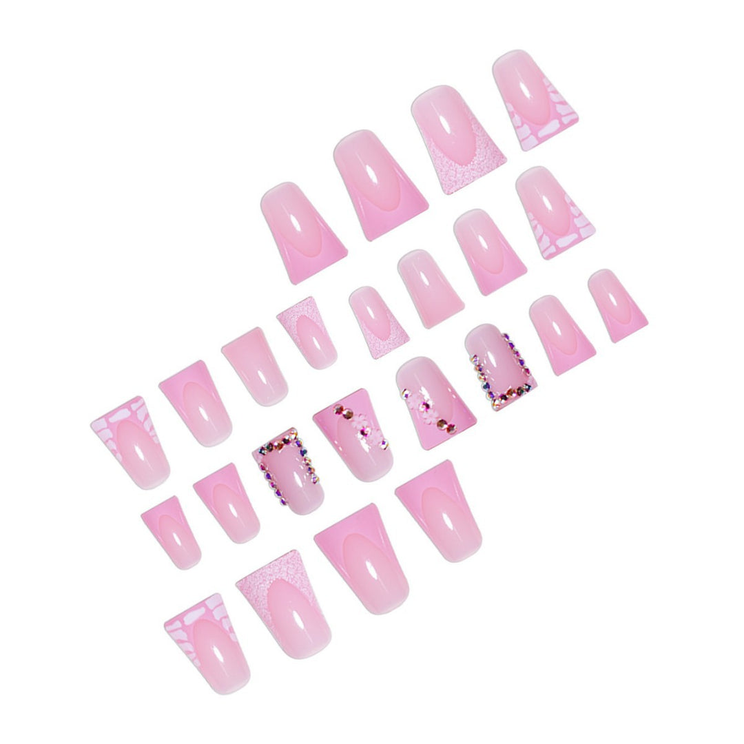 Glamorous Acrylic Press-On Nail Extensions with Decorative Rhinestones Kalsten