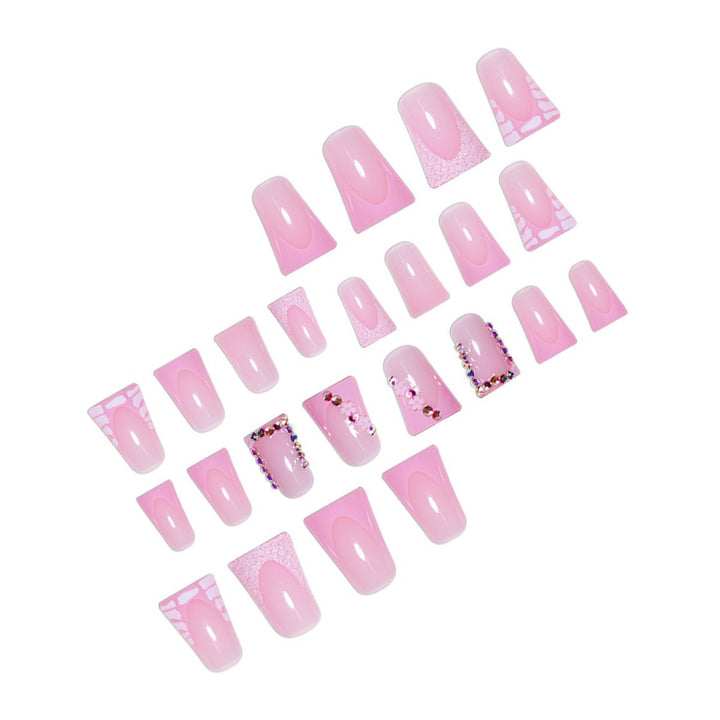 Glamorous Acrylic Press-On Nail Extensions with Decorative Rhinestones Kalsten