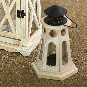 Handcrafted Hexagonal Wooden Lighthouse Tea Light Lantern Kalsten