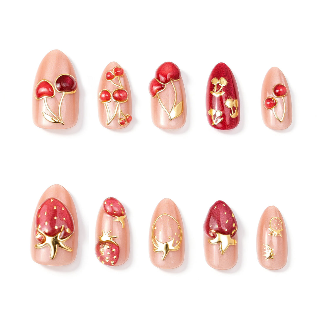 Artistic Fruit-Inspired Press-On Nail Set
