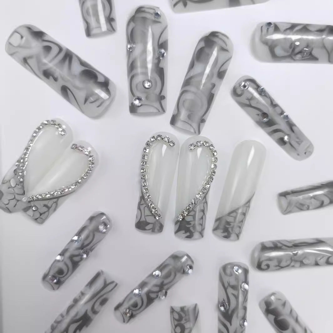 Artificial nails with sparkling rhinestones Kalsten
