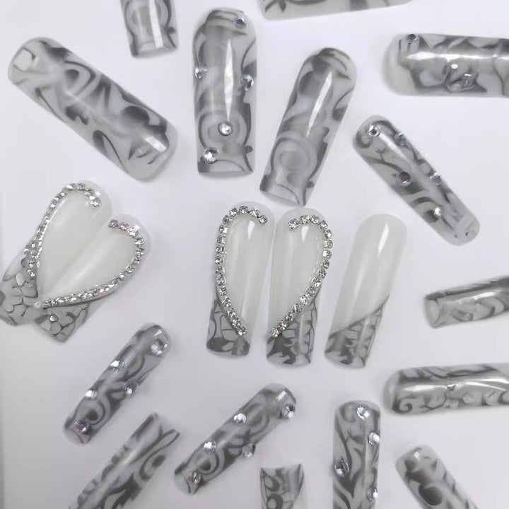 Artificial nails with sparkling rhinestones Kalsten