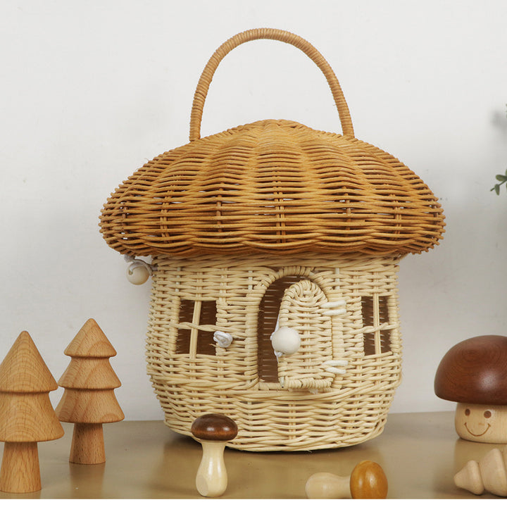 Whimsical Mushroom-Shaped Woven Storage Basket Kalsten