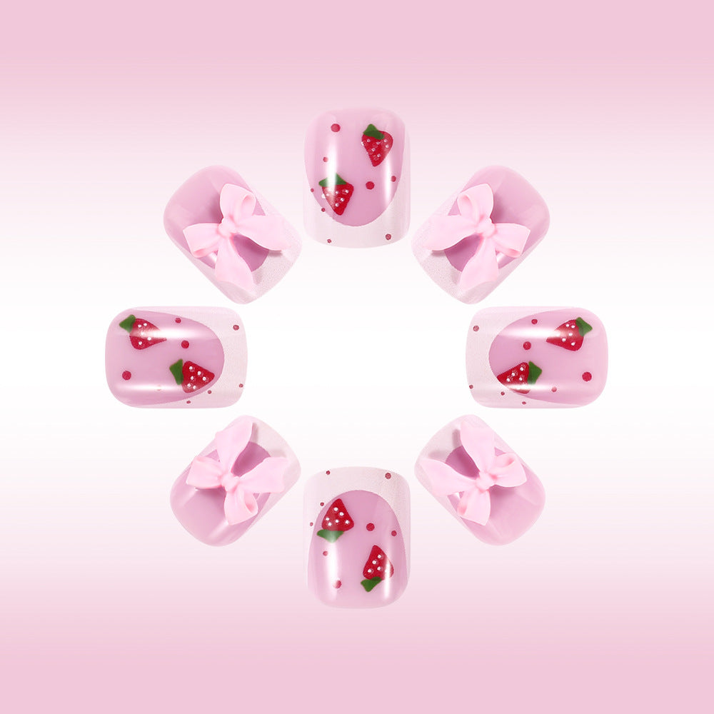 Decorative Strawberry-Themed Press-On Nail Art Kalsten