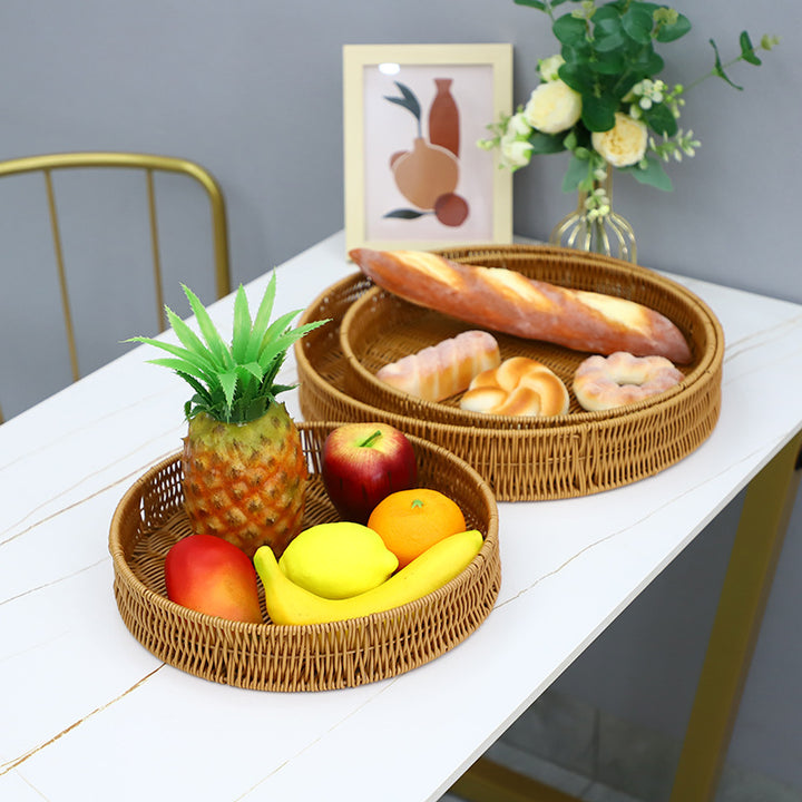 Round Artisan Woven Serving Tray Kalsten