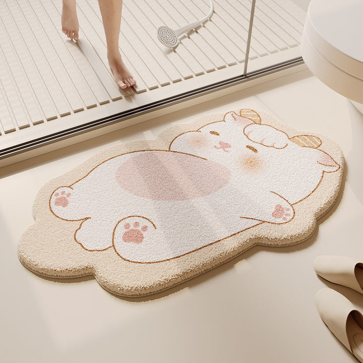 Cartoon Dog-Themed Plush Bath Mat