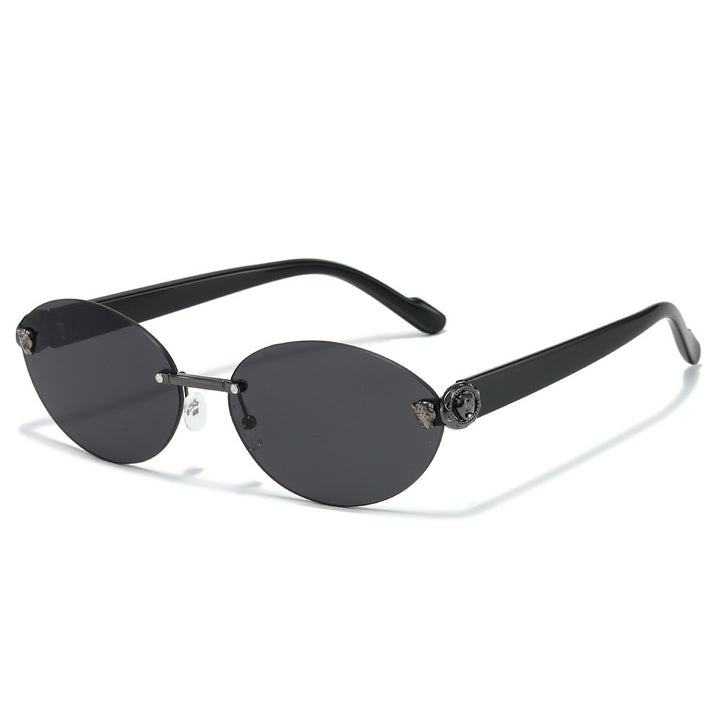 Designer Oval Frame Sunglasses with Decorative Accents Kalsten