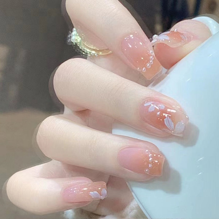 Elegant Floral Press-On Nail Tips