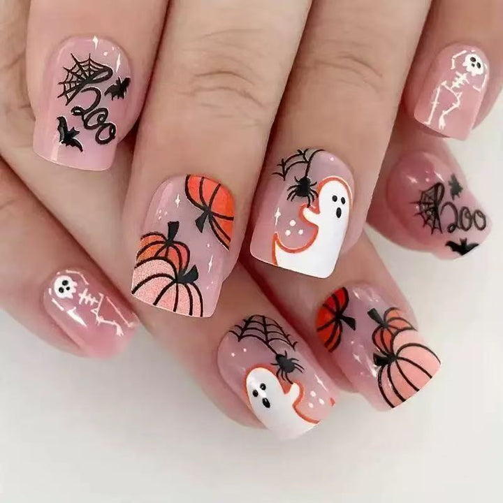 Halloween Artificial Nail Set with Creepy 3D Designs and Spider Decorations Kalsten