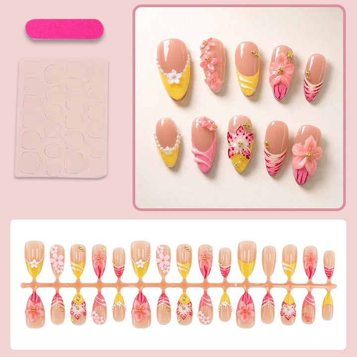Artificial nail set with creative flower and lace decorations Kalsten