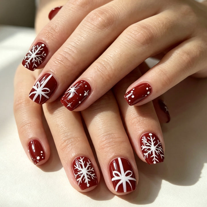 Festive Snowflake Nail Art Enhancements Kalsten