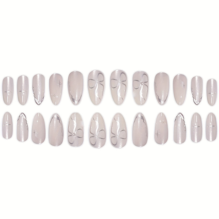 Elegant Press-On Nail Art with Floral Accents Kalsten