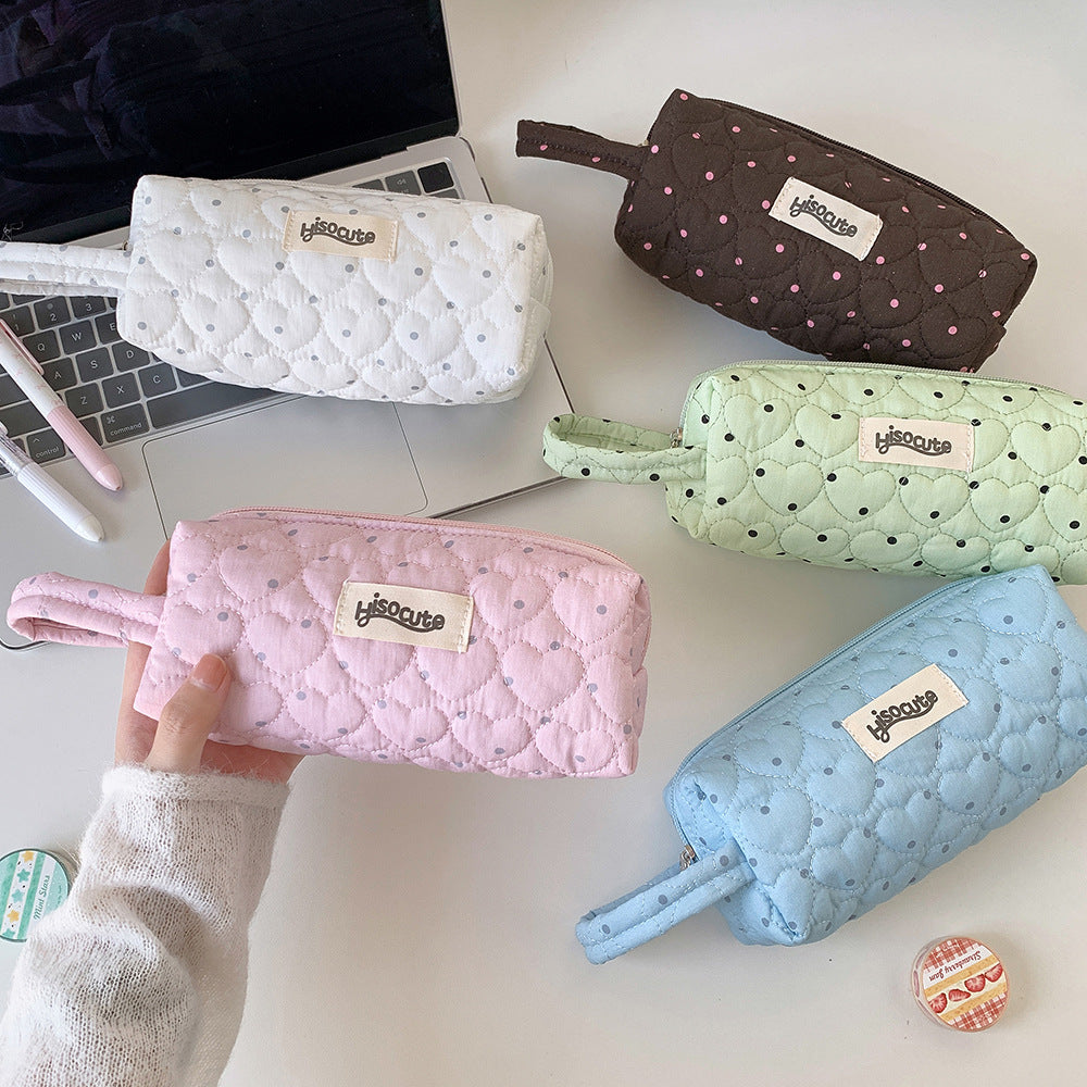 Quilted Heart-Shaped Pencil Case Kalsten