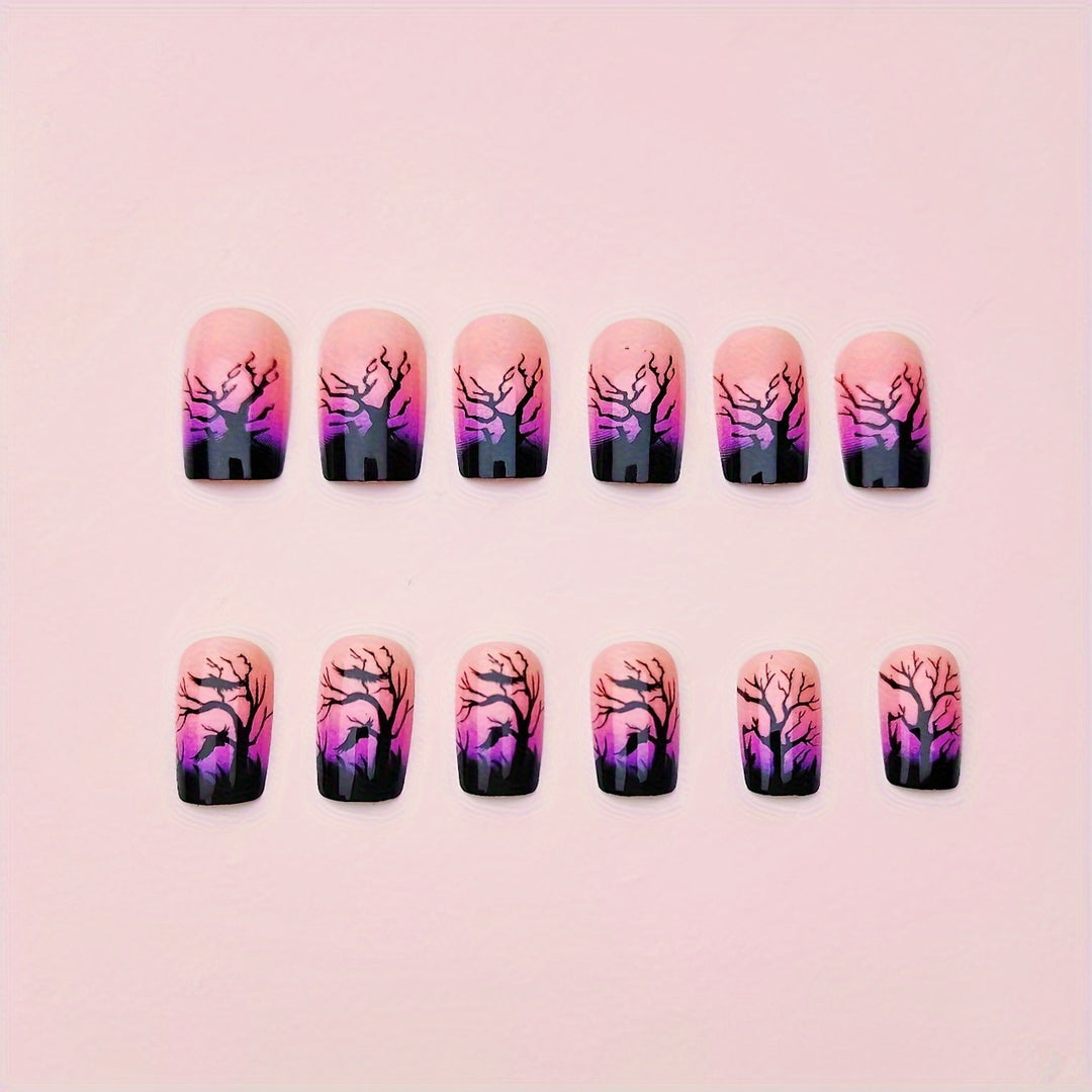 Creative nail art with mystical autumn forest design Kalsten