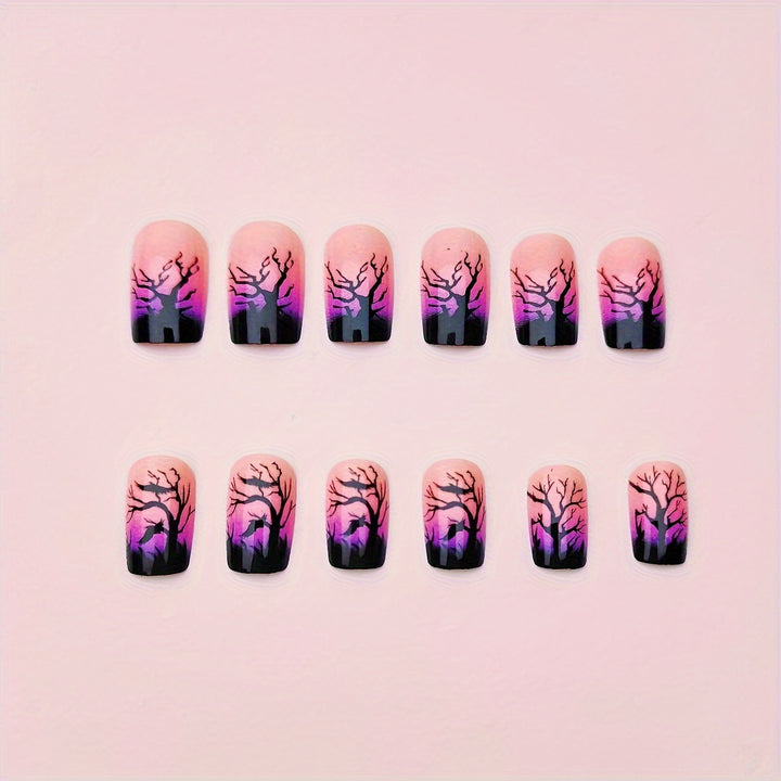 Creative nail art with mystical autumn forest design Kalsten