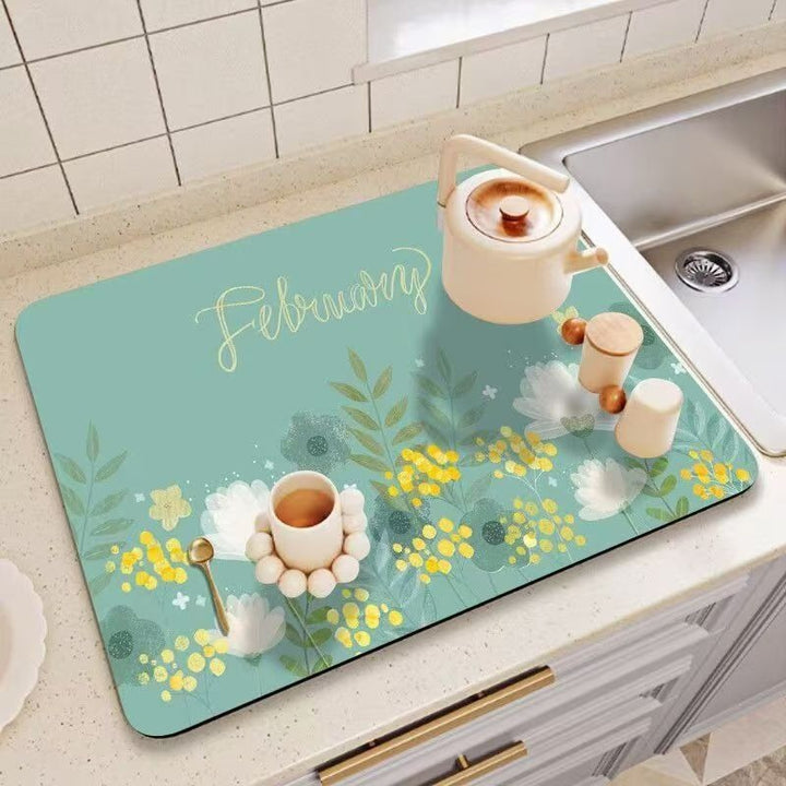 Decorative Floral Print Kitchen Counter Mat Kalsten