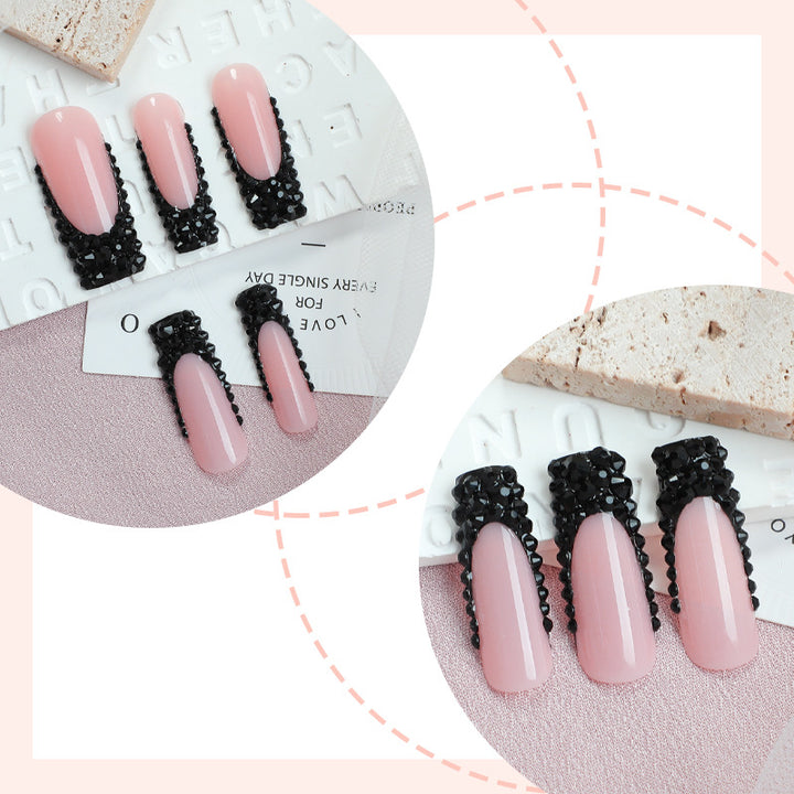 Elegant Nail Art Press-On Kit with Decorative Gem Accents Kalsten