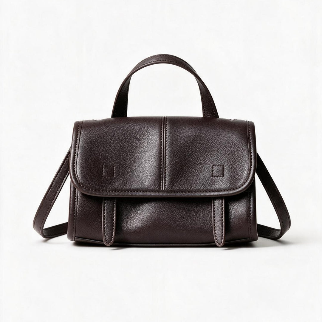 Structured Pebbled Top-Handle Flap Satchel Crossbody