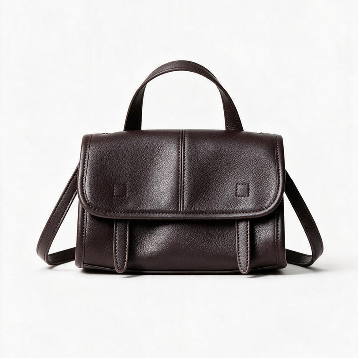 Structured Pebbled Top-Handle Flap Satchel Crossbody