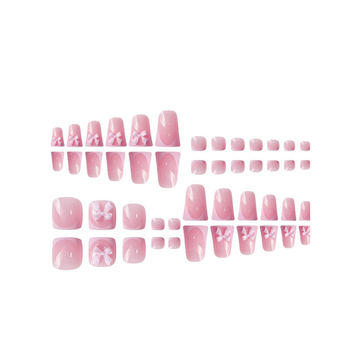Decorative Press-On Nail Art with Bow Accents Kalsten