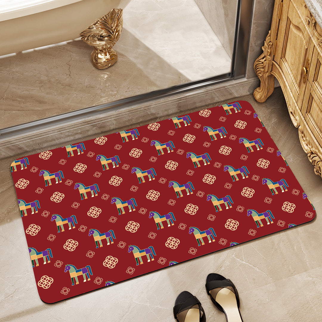 Playful Horse-Themed Memory Foam Bath Mat Kalsten