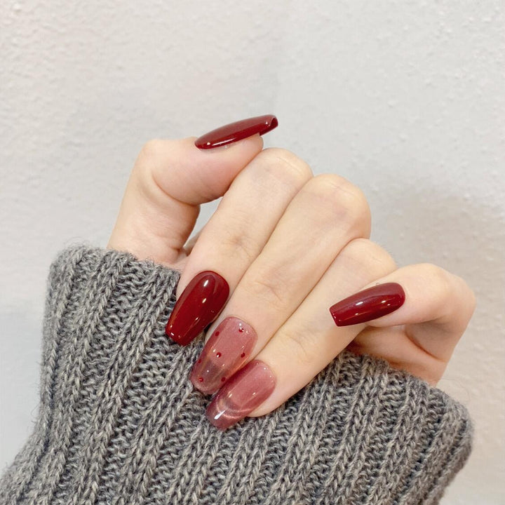 Artificial nail tips with creative dots and high gloss finish Kalsten