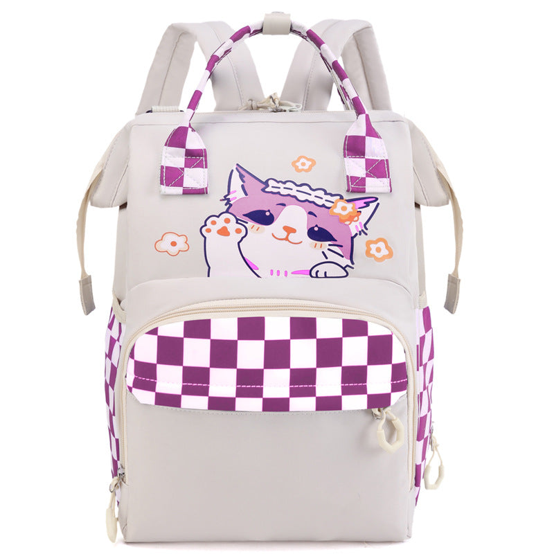 Playful Cat-Themed Multi-Pocket Backpack Kalsten