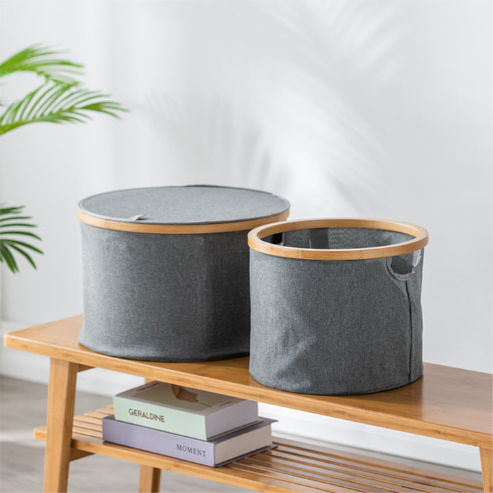 Storage basket with sturdy bamboo lid Kalsten