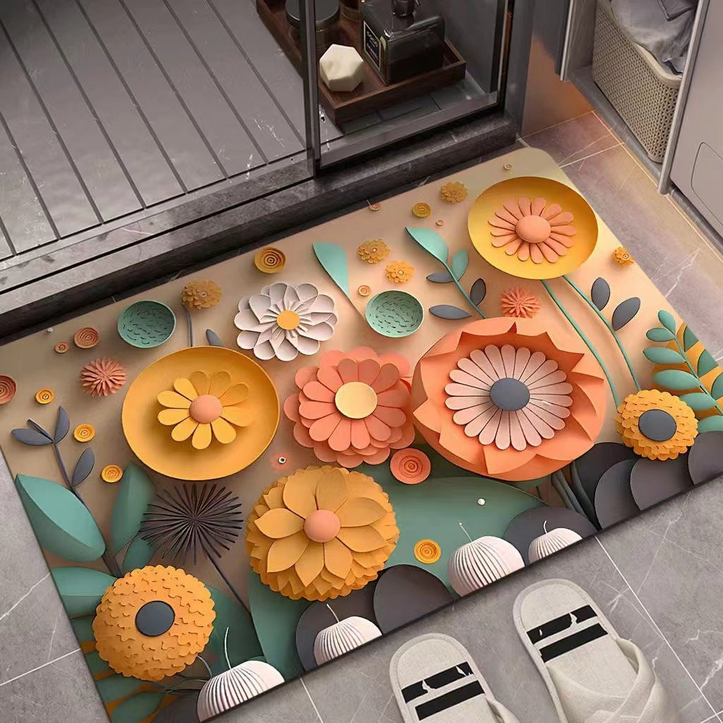 Flower Pattern Soft Indoor Mat Kalsten