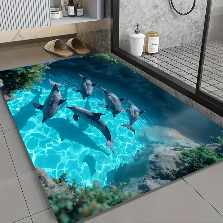 Artistic Dolphin Design Bath Mat Kalsten