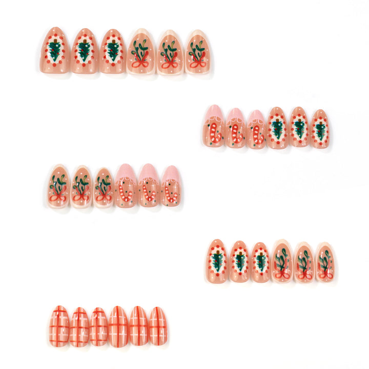 Festive Holiday Press-On Nail Art Kalsten