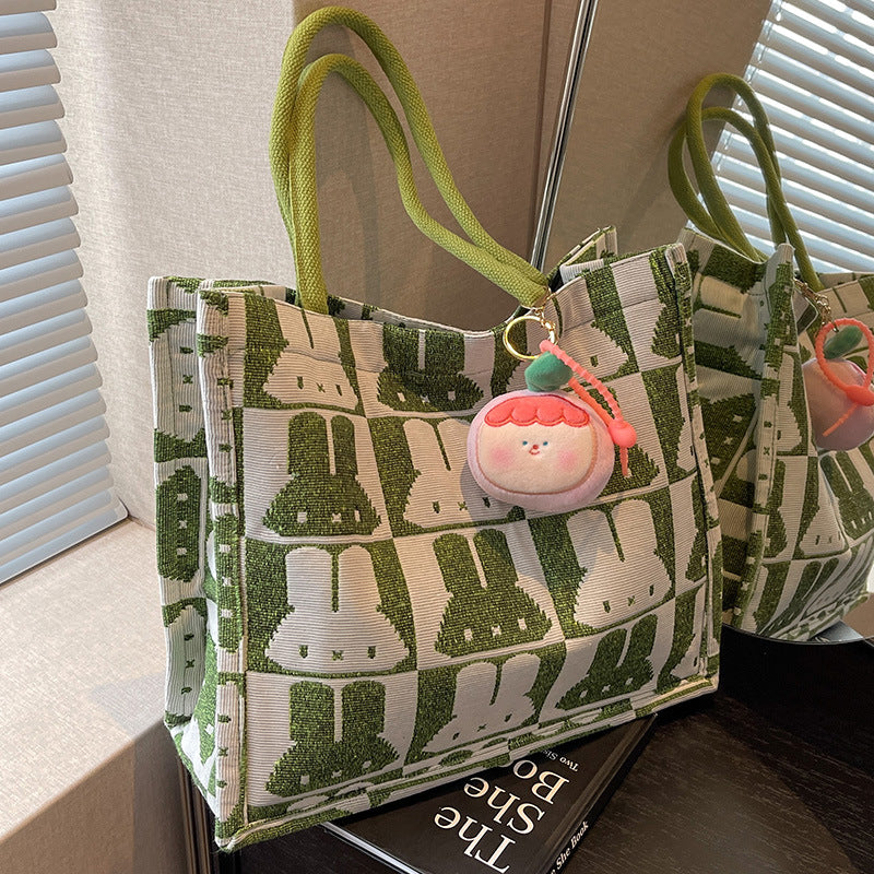 Cute Rabbit Print Canvas Tote Bag