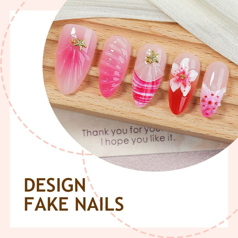 Acrylic nail set with luxurious glitter and flower accents Kalsten