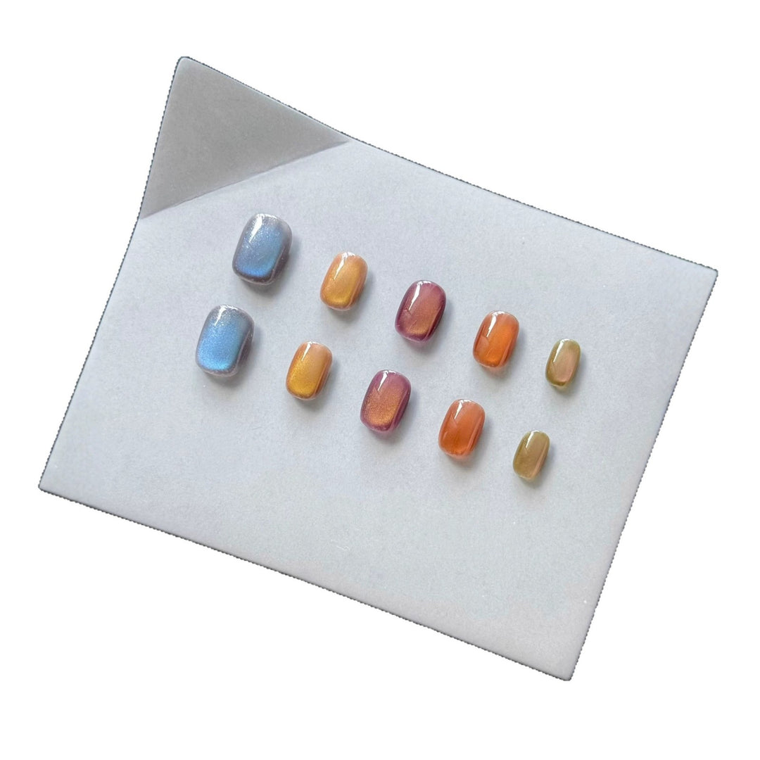 Artistic Press-On Nail Set with Colorful Dot Patterns