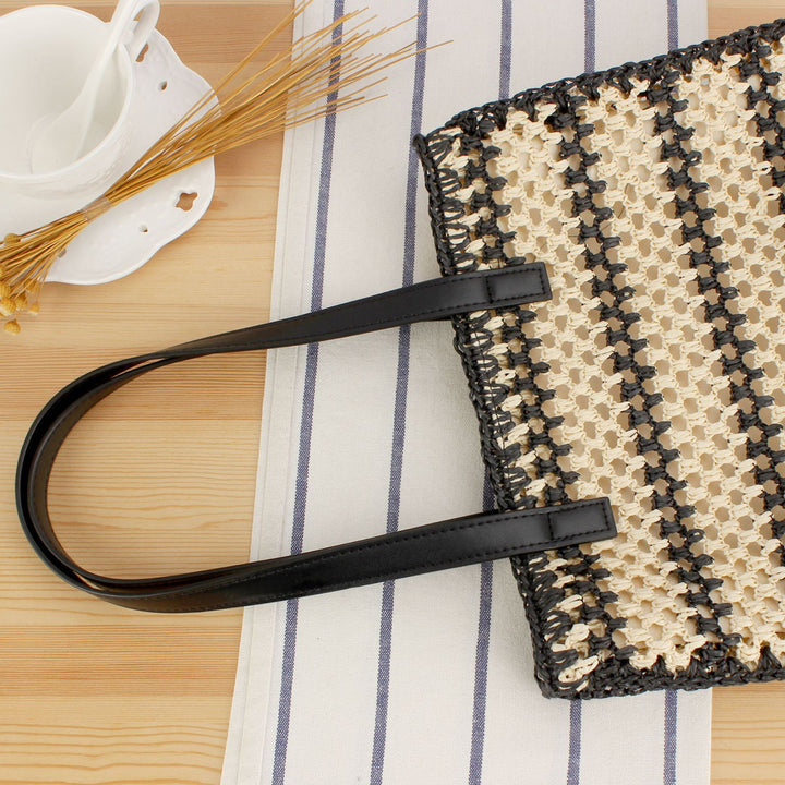 Handbag with Durable Woven Design and Elegant Leather Handles Kalsten