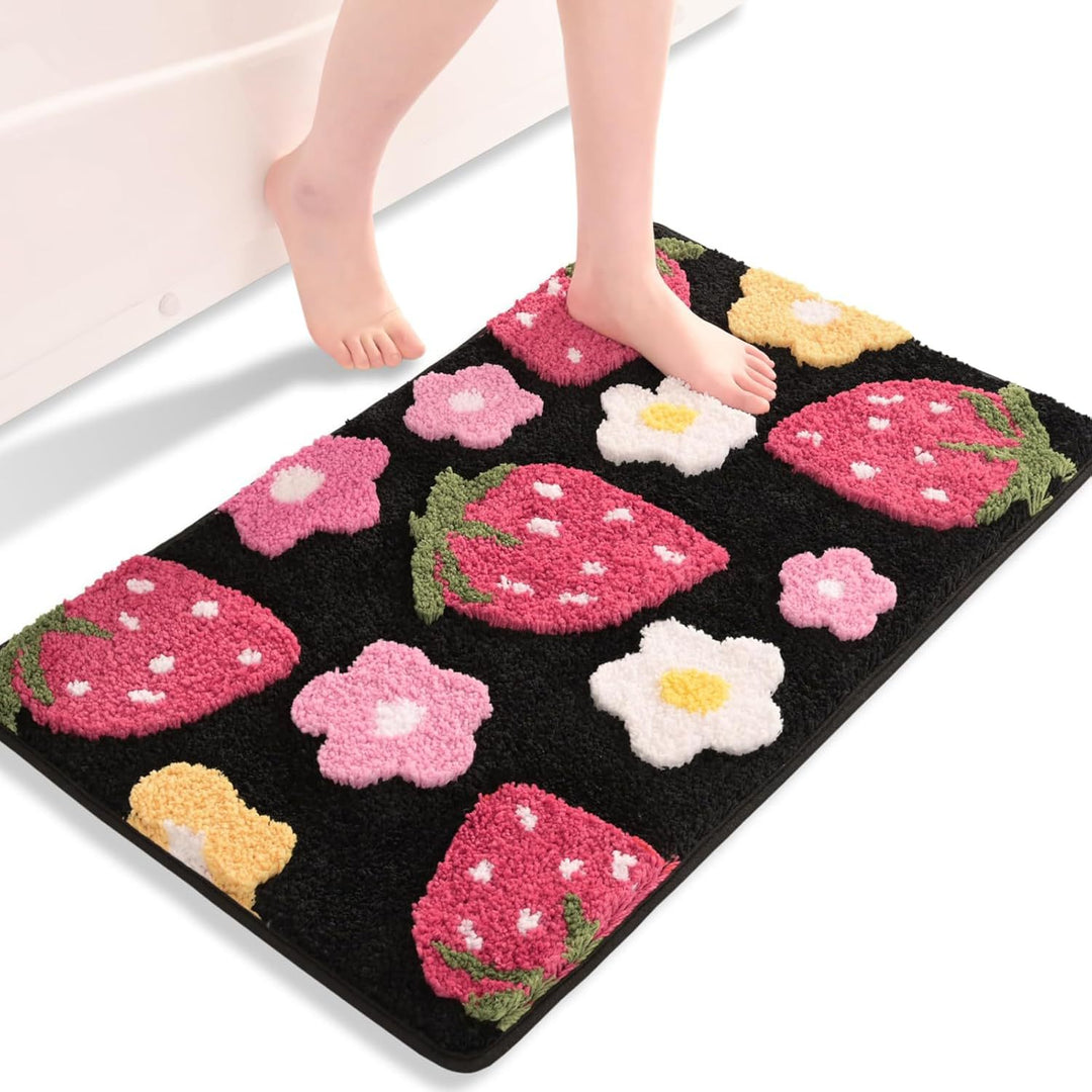 Floral Strawberry Bath Mat
