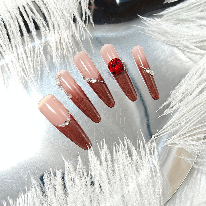 Artificial nails with glamorous rhinestone decorations Kalsten