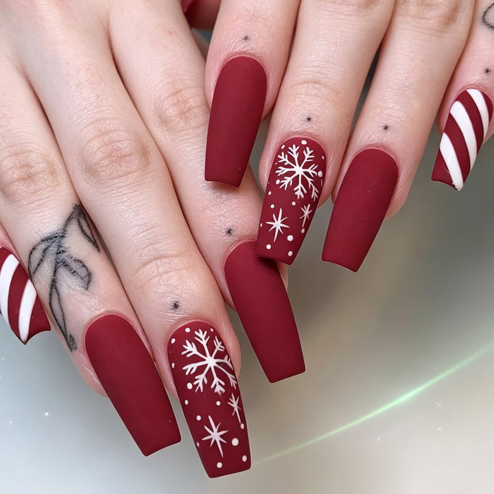 Festive Matte Acrylic Nail Art Kalsten