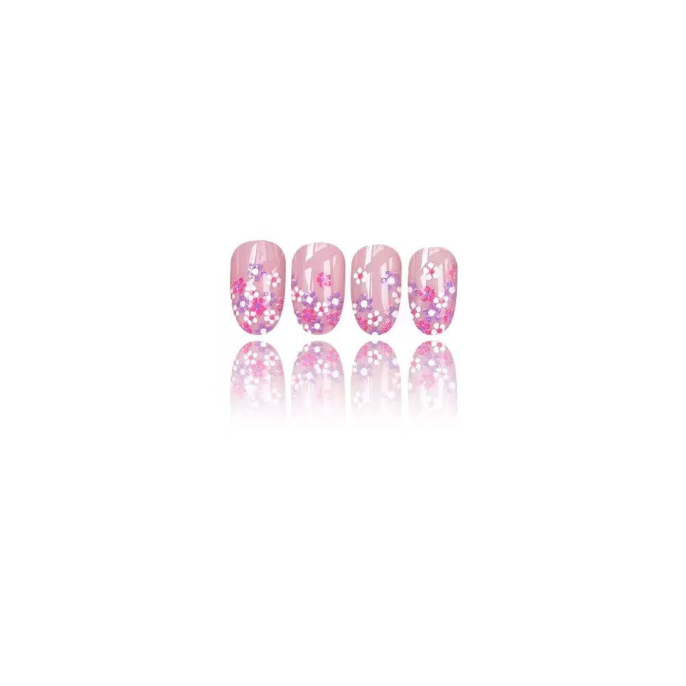 Nail set with floral design and sparkling accents Kalsten
