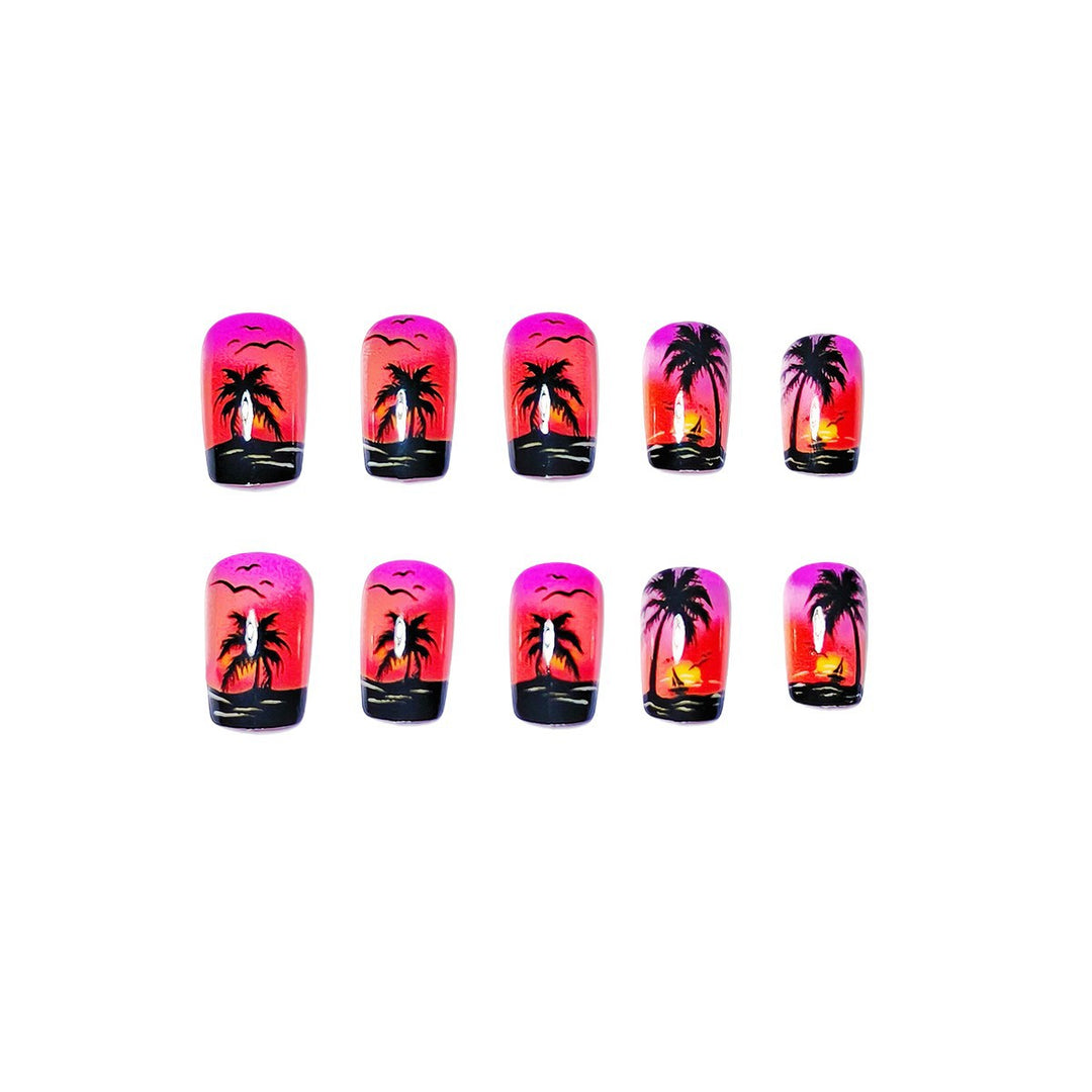 Artificial nails with tropical beach motif Kalsten