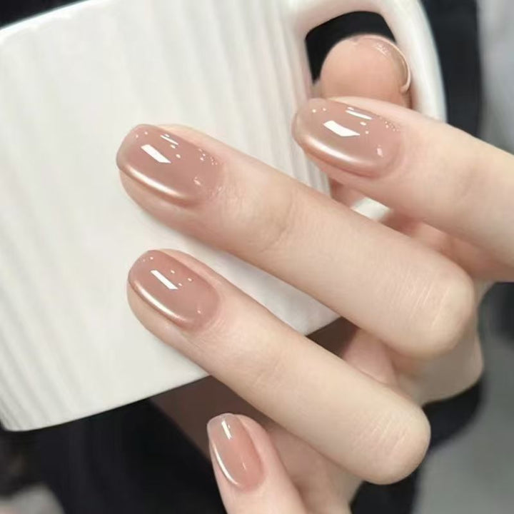 Natural Glossy Gel Nail Enhancements