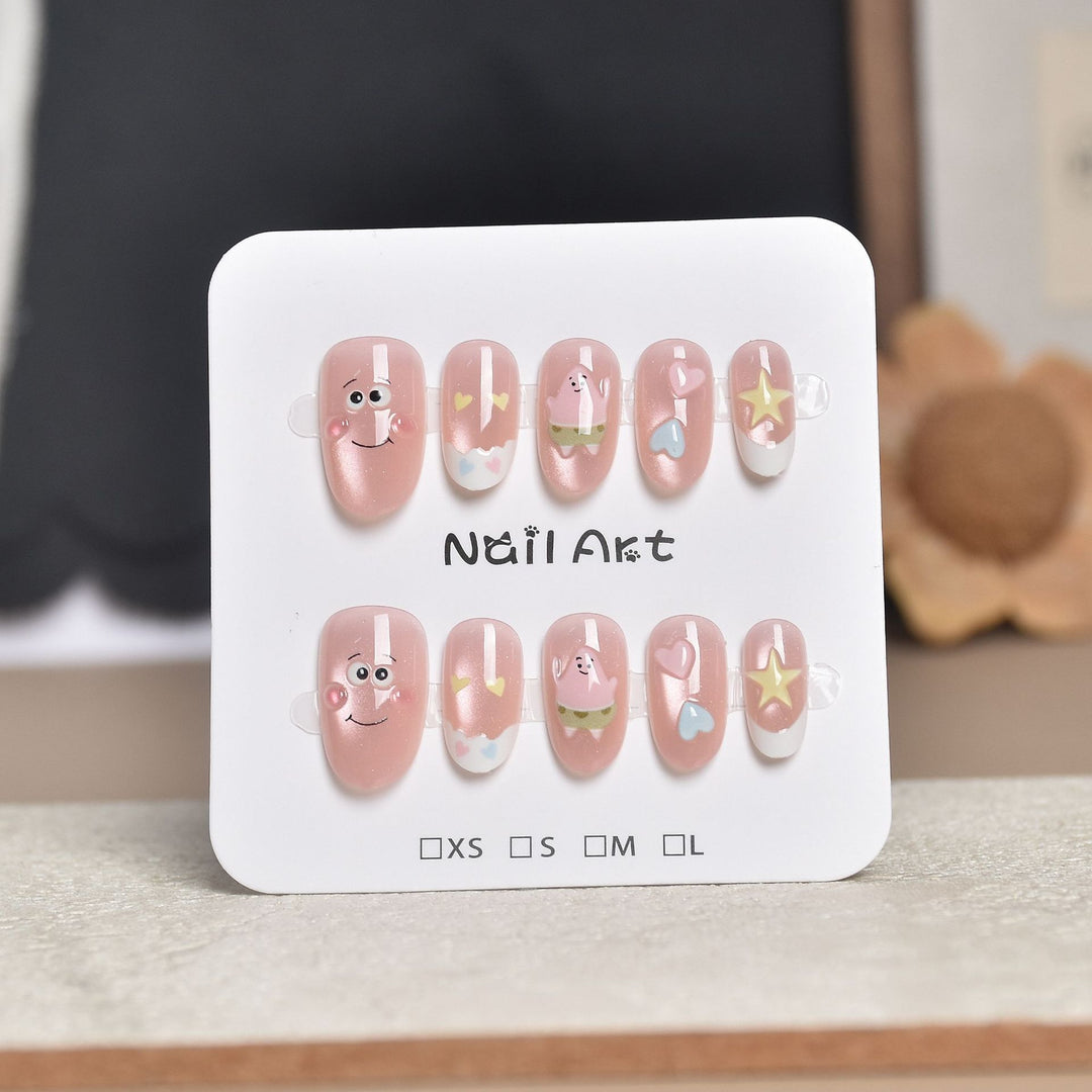 Decorative Press-On Nail Extensions with Floral Accents Kalsten