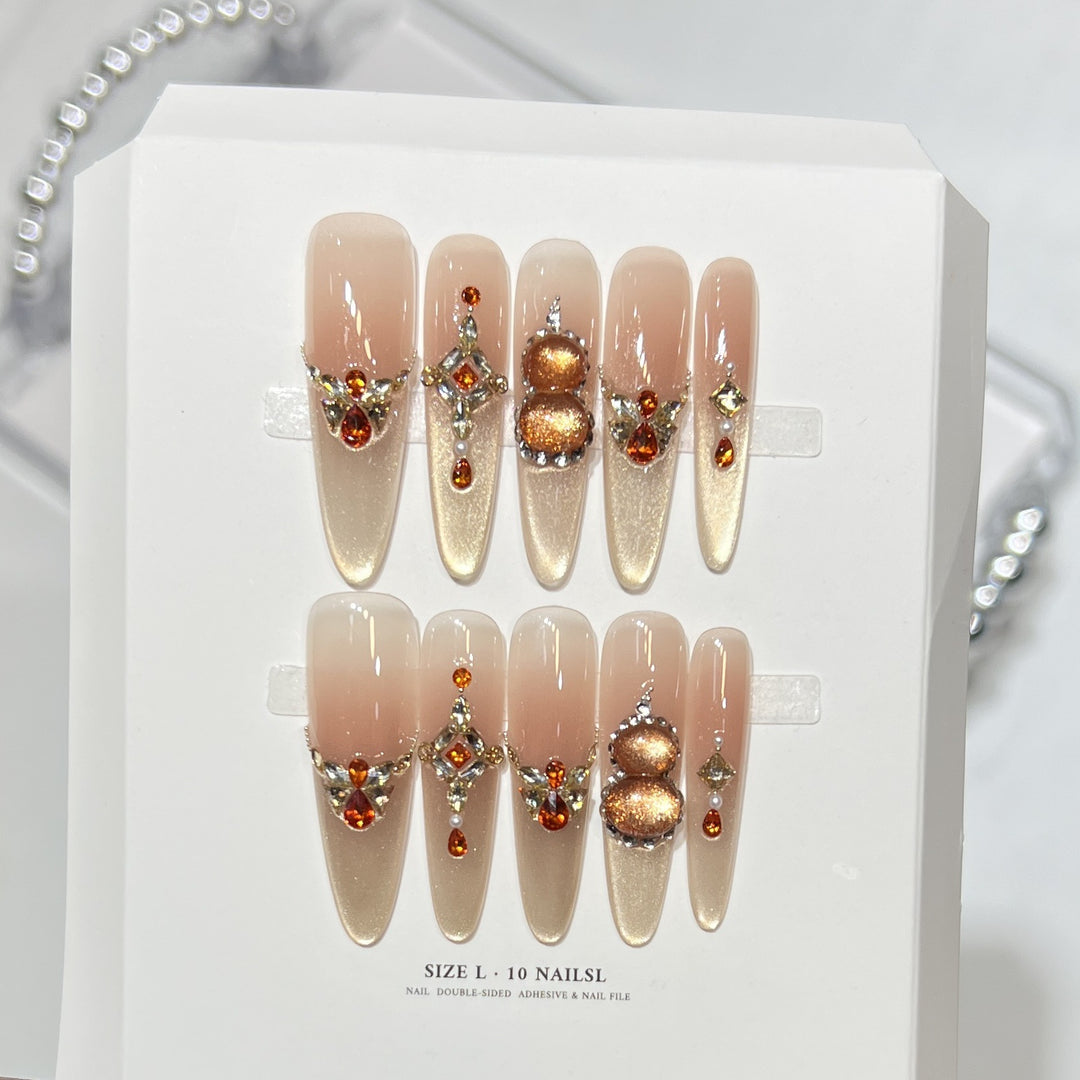 Decorative Stiletto Press-On Nail Set with Gemstone Accents Kalsten 1788224085
